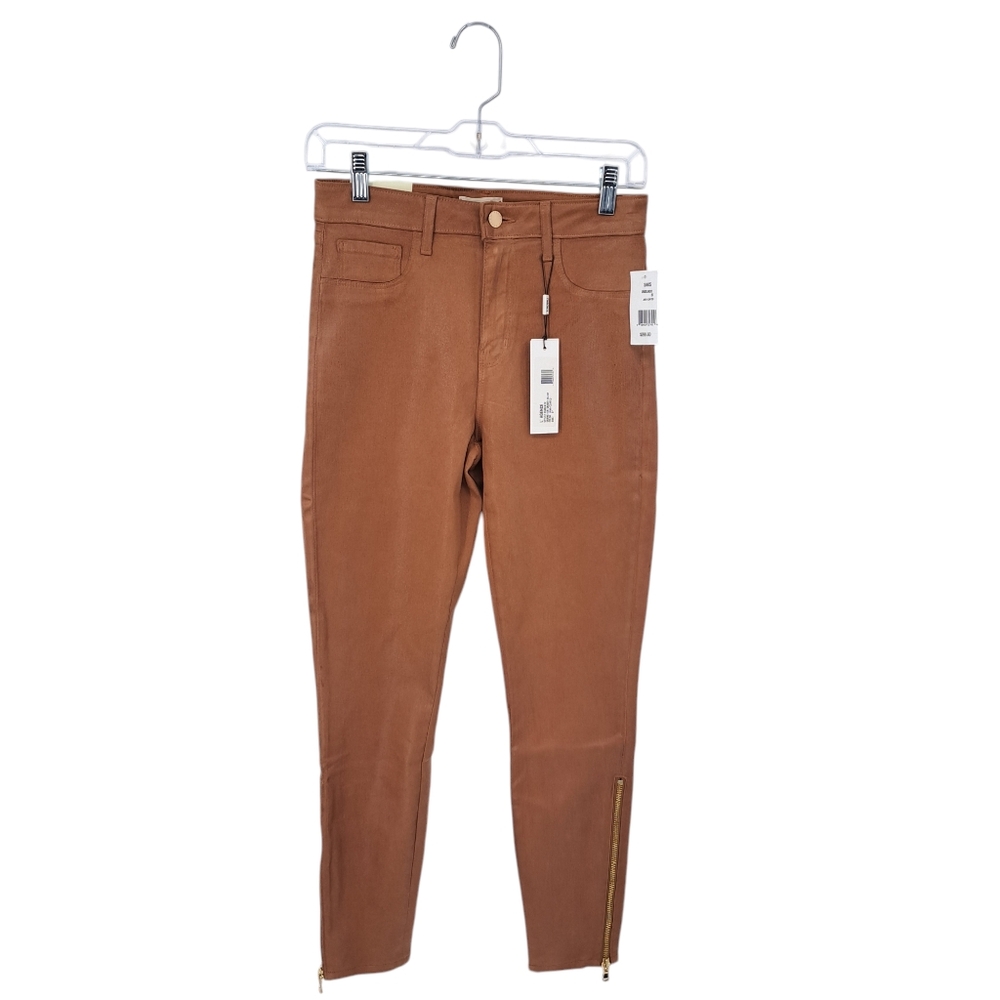 NWT L’AGENCE Sabine High Rise Skinny w/ Zip Ankle in Coated Java Size 27
